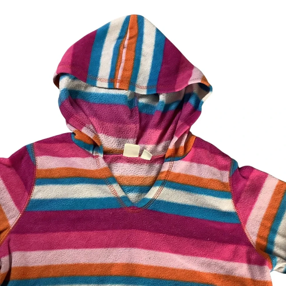 The Children's Place Fleece Hoodie Girls L 10/12 Pink Striped Y2K Preppy Core